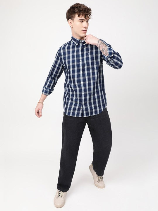Gant Blue Checked Regular Fit Shirt