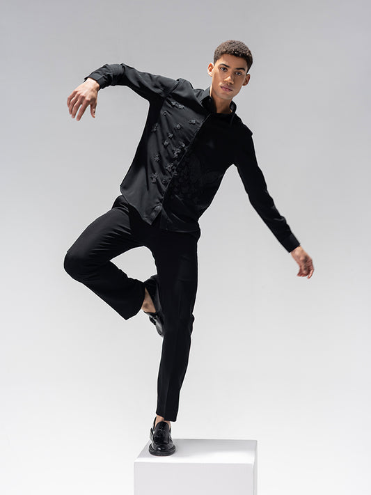 Amit Arora Men Black Solid Collar Shirt