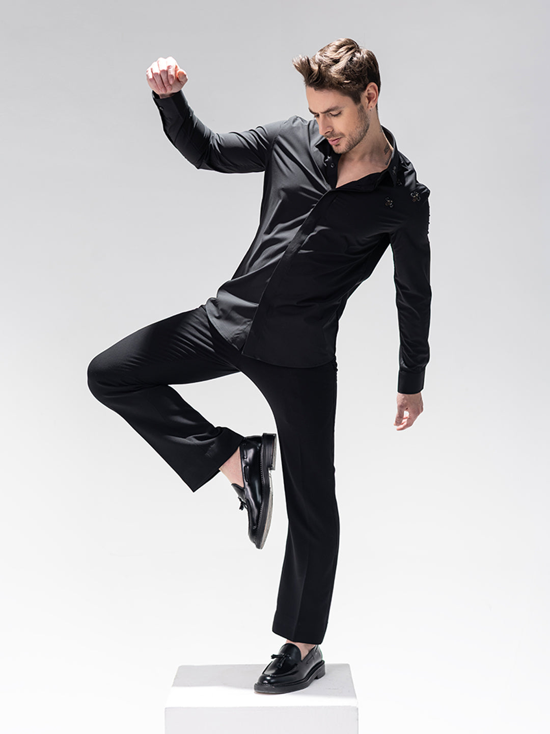 Amit Arora Men Black Solid Collar Shirt