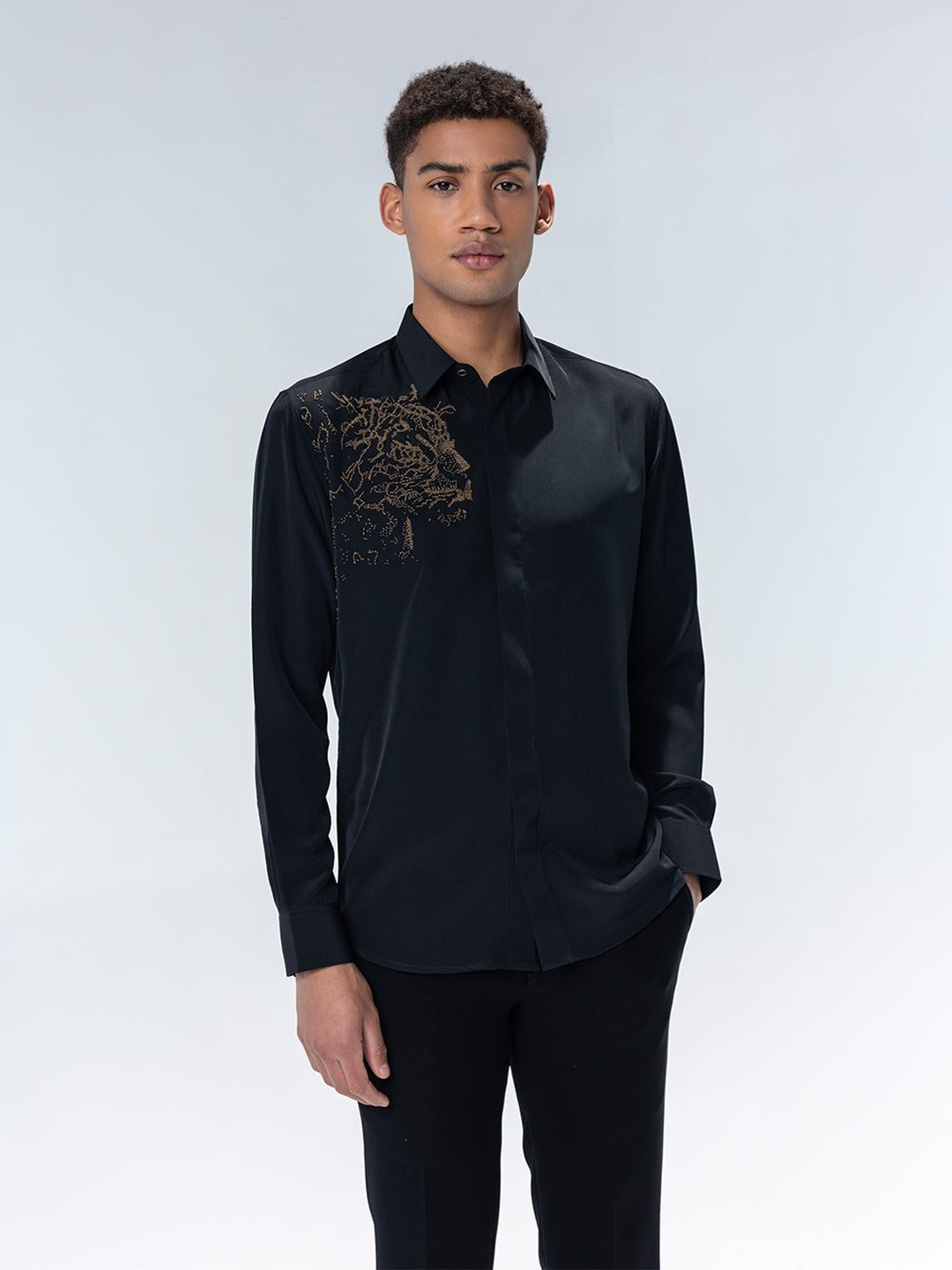 Amit Arora Men Black Solid Collar Shirt