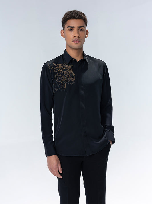 Amit Arora Men Black Solid Collar Shirt