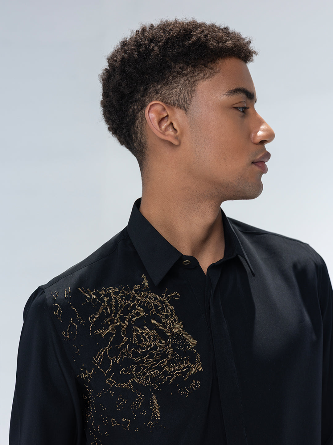 Amit Arora Men Black Solid Collar Shirt