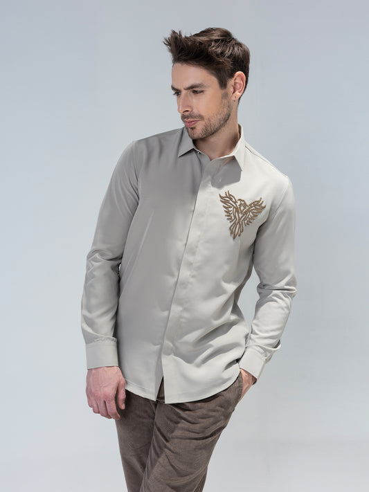 Amit Arora Men Khakhi Solid Collar Shirt