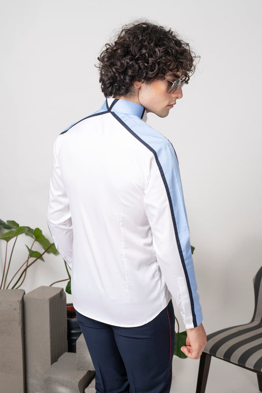 Abkasa Men White Slim Fit Cotton Shirt