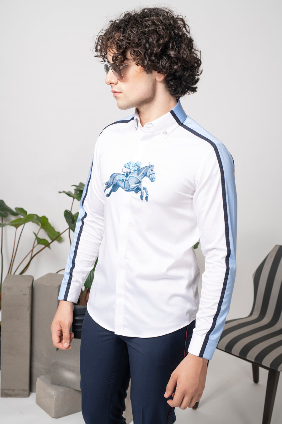 Abkasa Men White Slim Fit Cotton Shirt