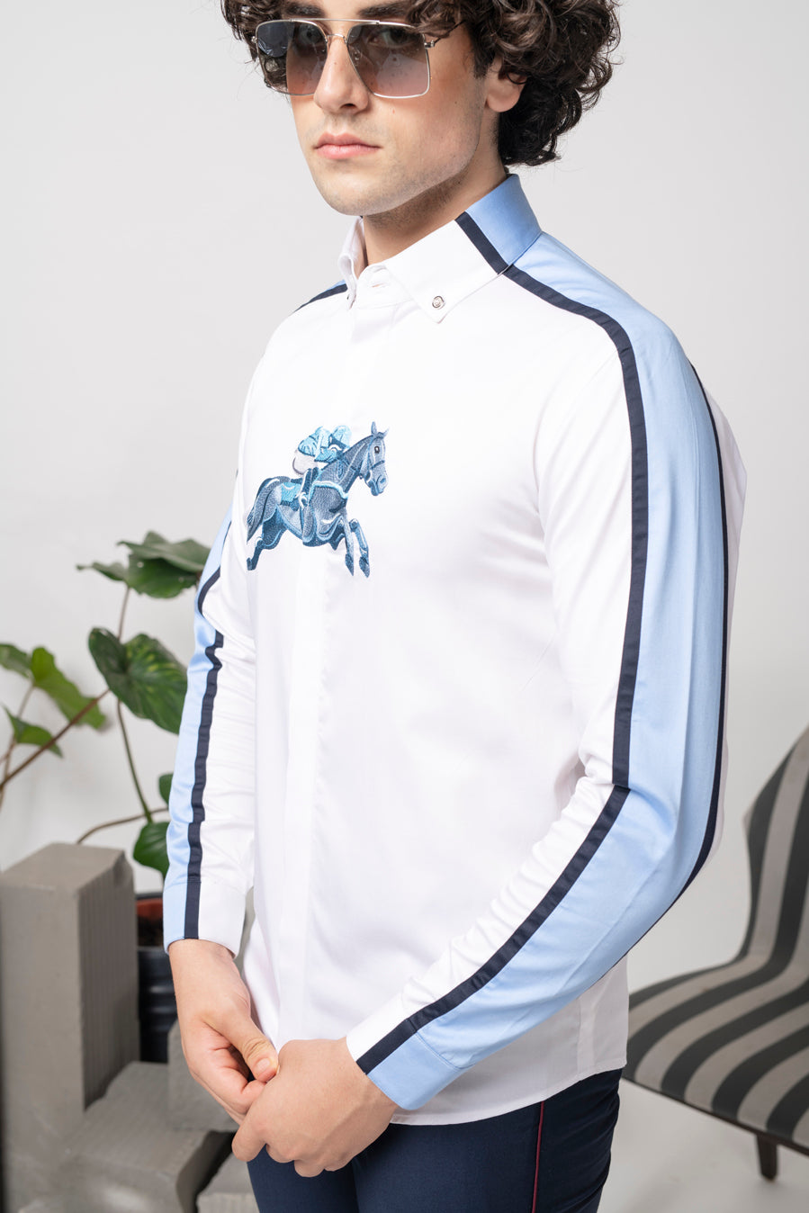 Abkasa Men White Slim Fit Cotton Shirt
