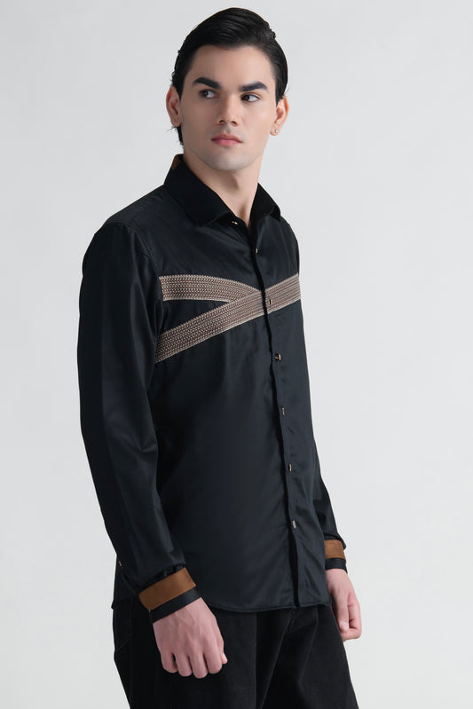 Abkasa Men Black Slim Fit Cotton Shirt