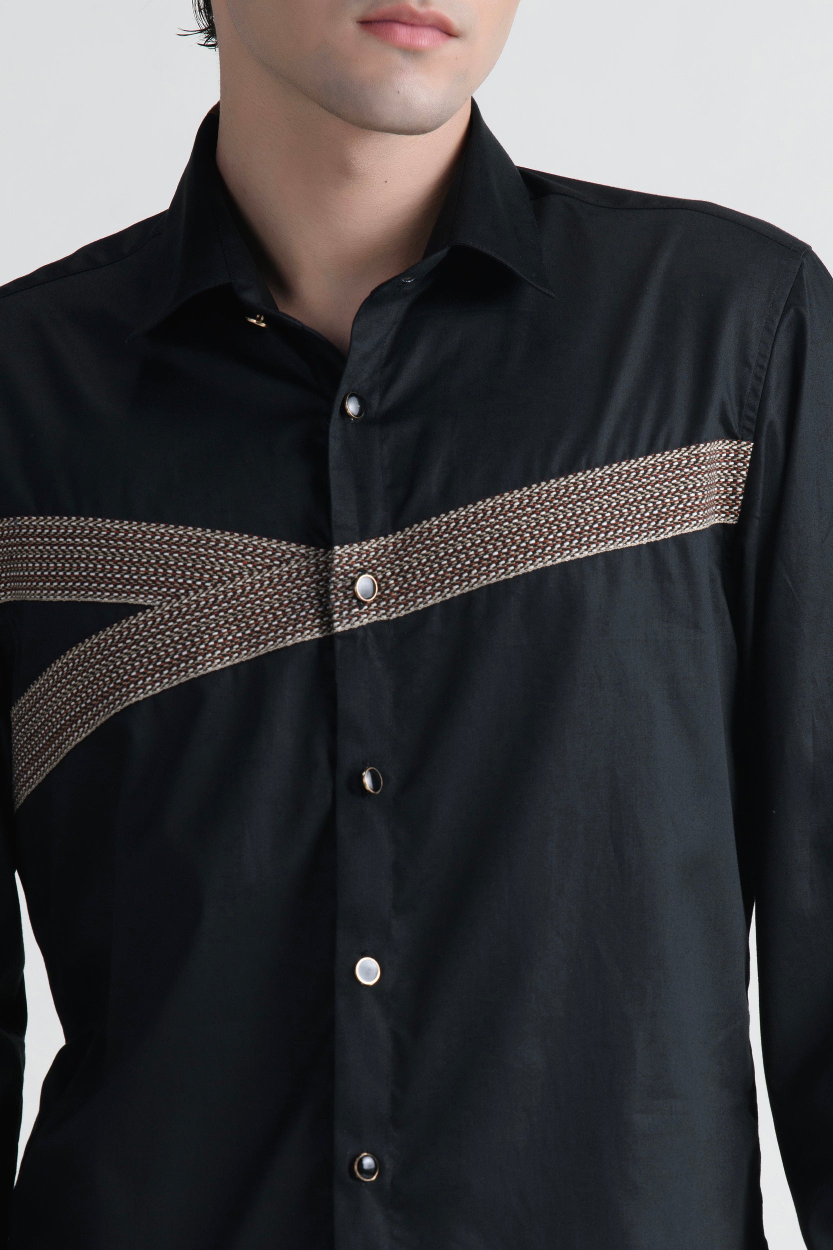Abkasa Men Black Slim Fit Cotton Shirt