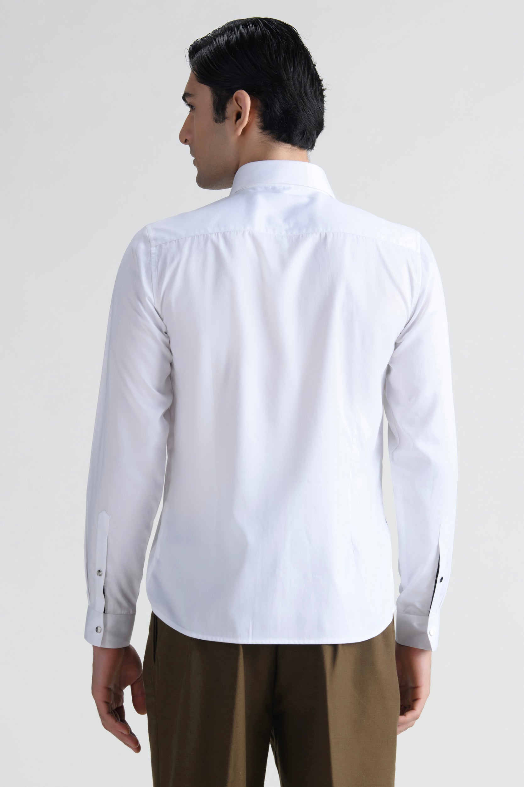 Abkasa Men White Slim Fit Cotton Shirt