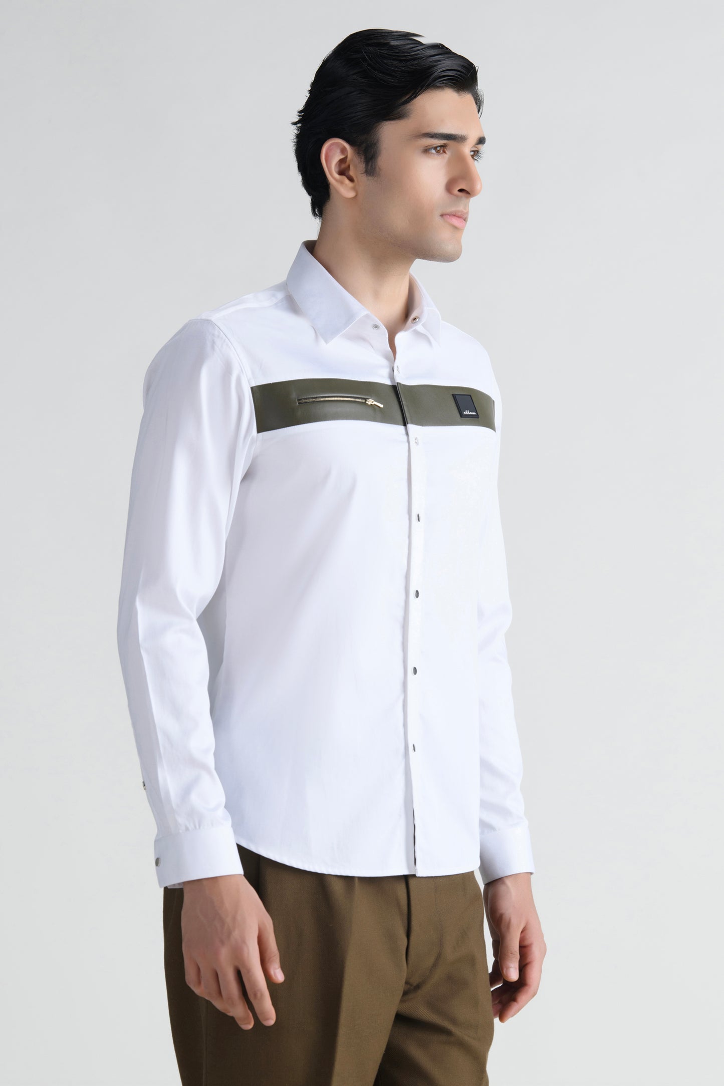 Abkasa Men White Slim Fit Cotton Shirt