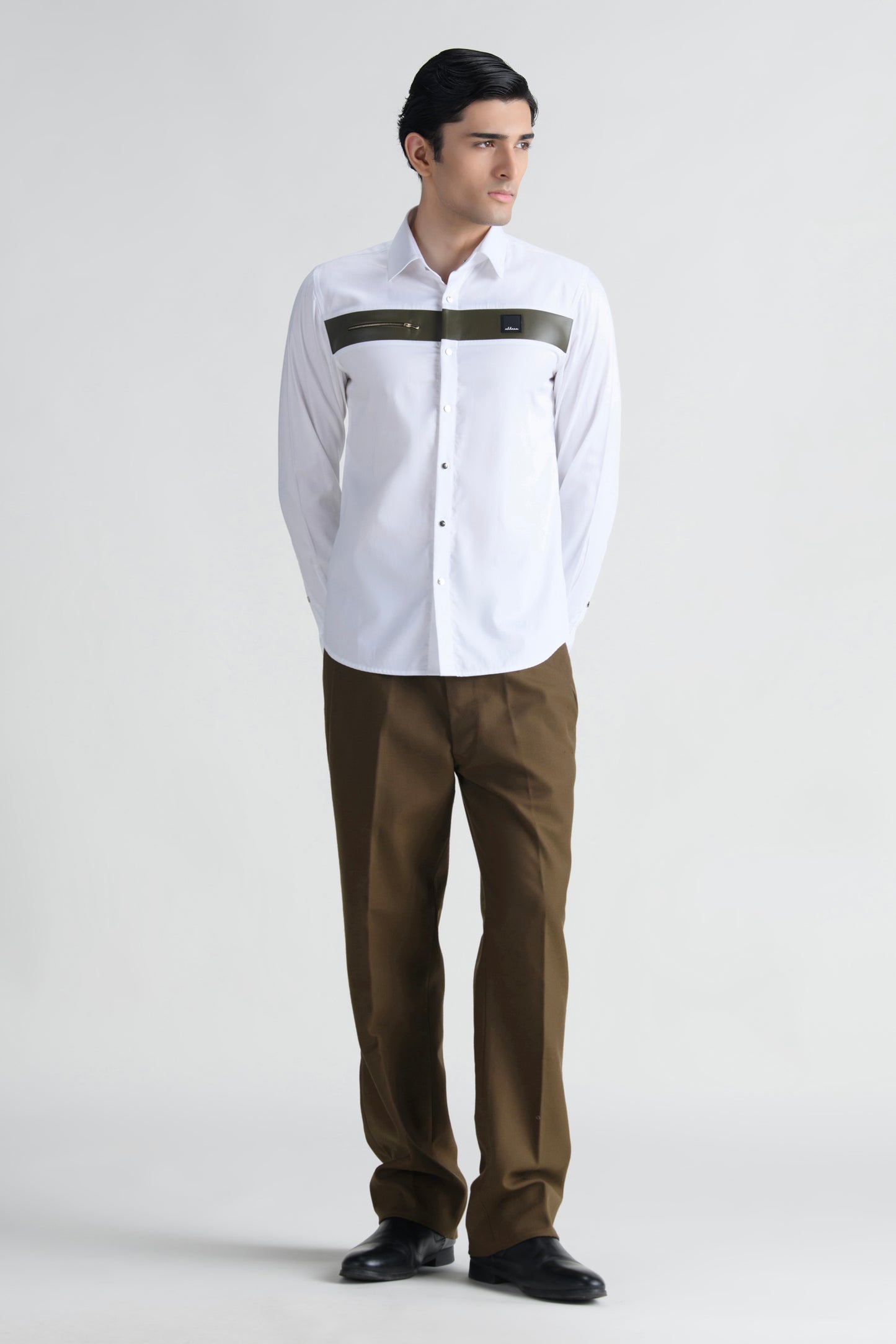 Abkasa Men White Slim Fit Cotton Shirt