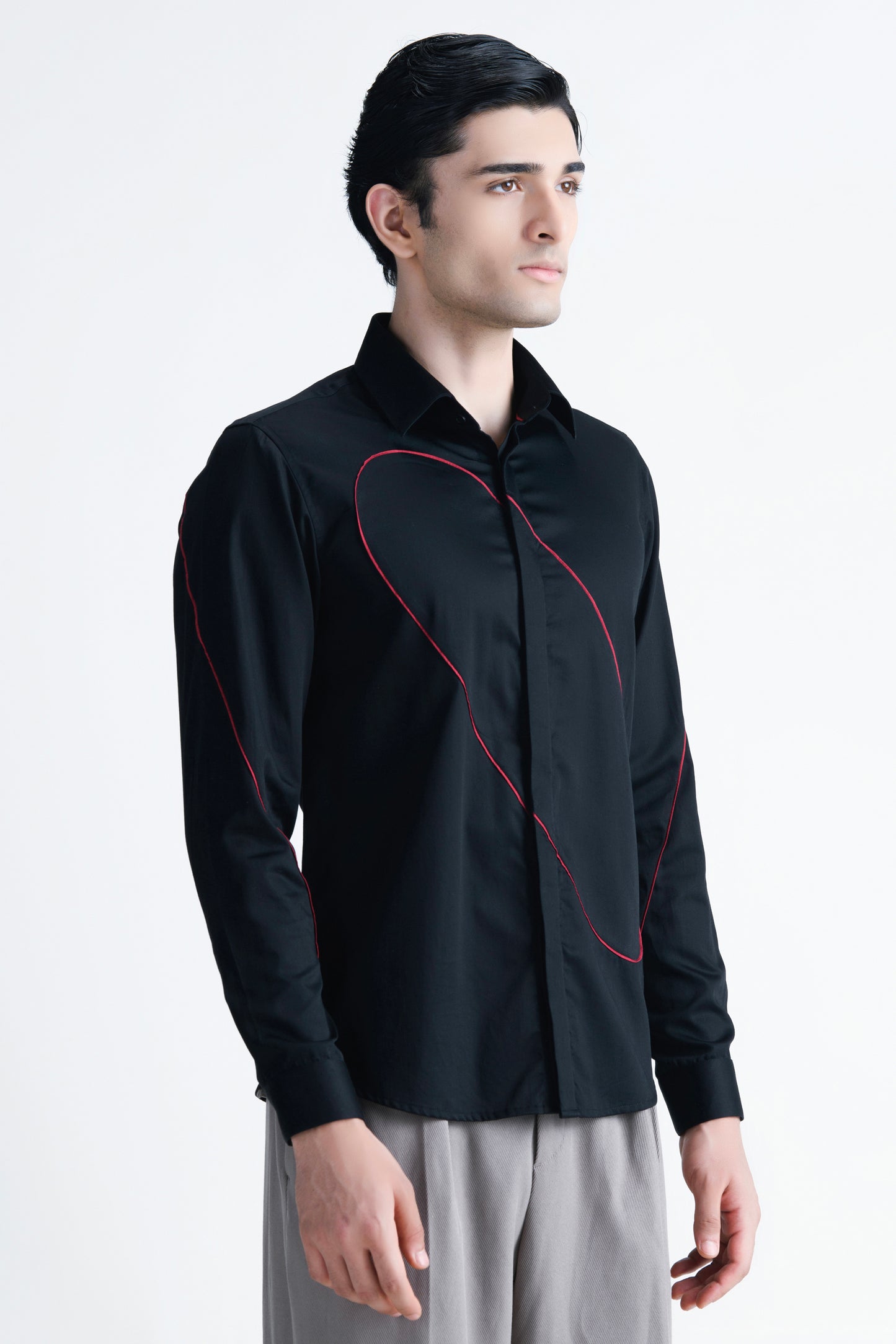 Abkasa Men Black Printed Slim Fit Cotton Shirt