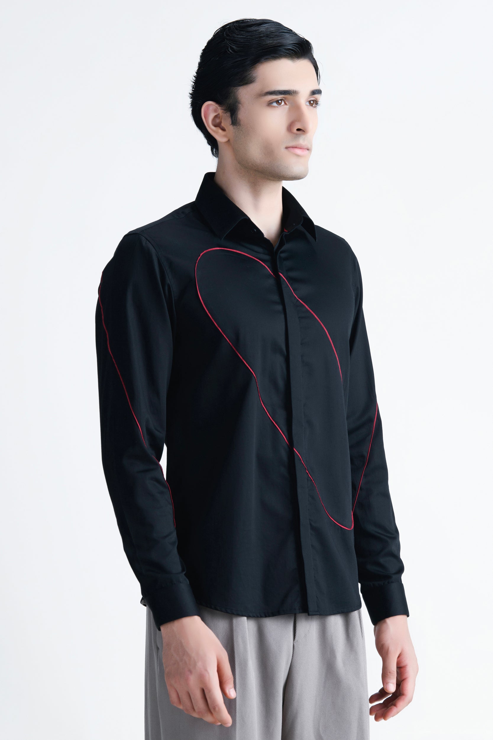 Abkasa Men Black Printed Slim Fit Cotton Shirt