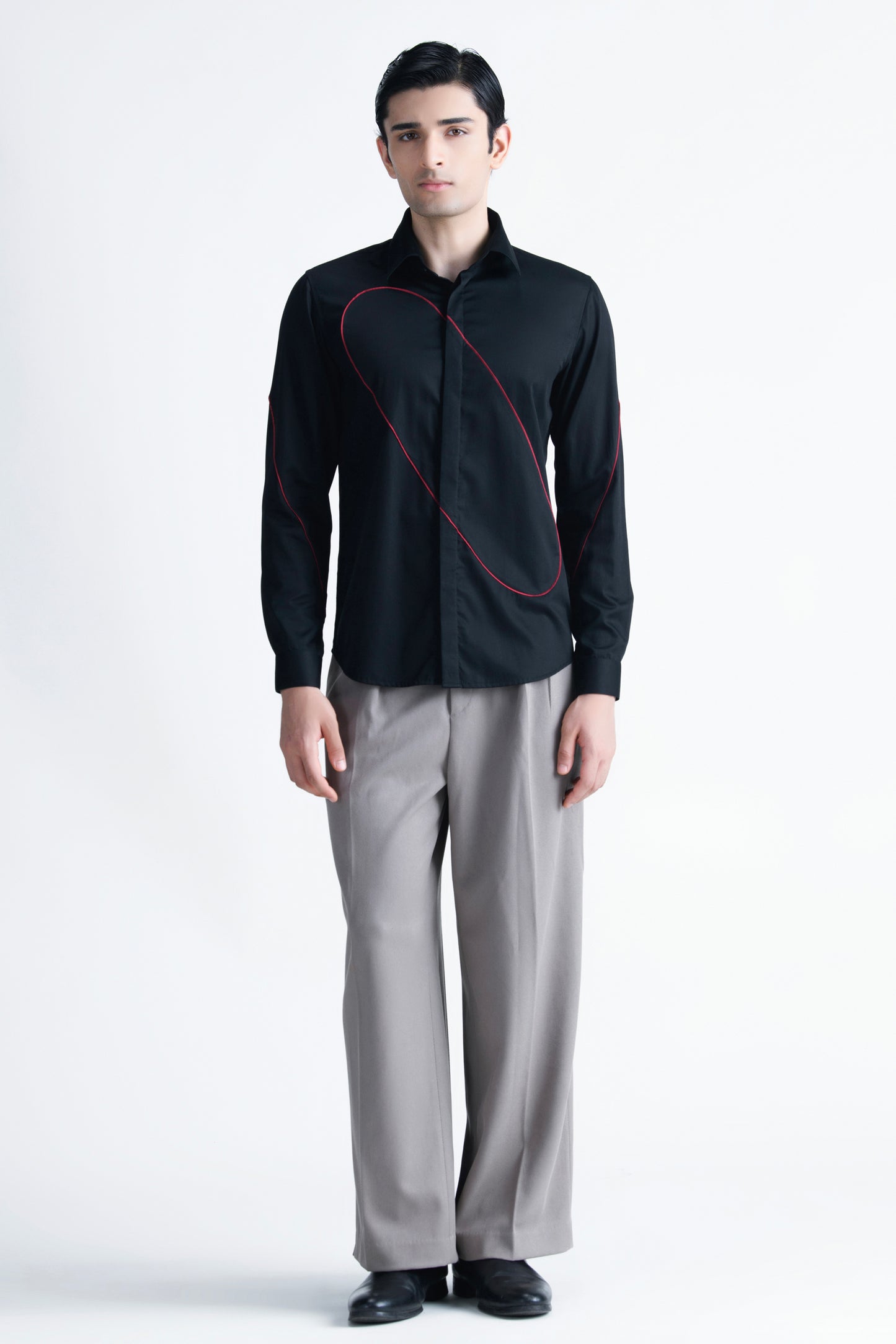 Abkasa Men Black Printed Slim Fit Cotton Shirt