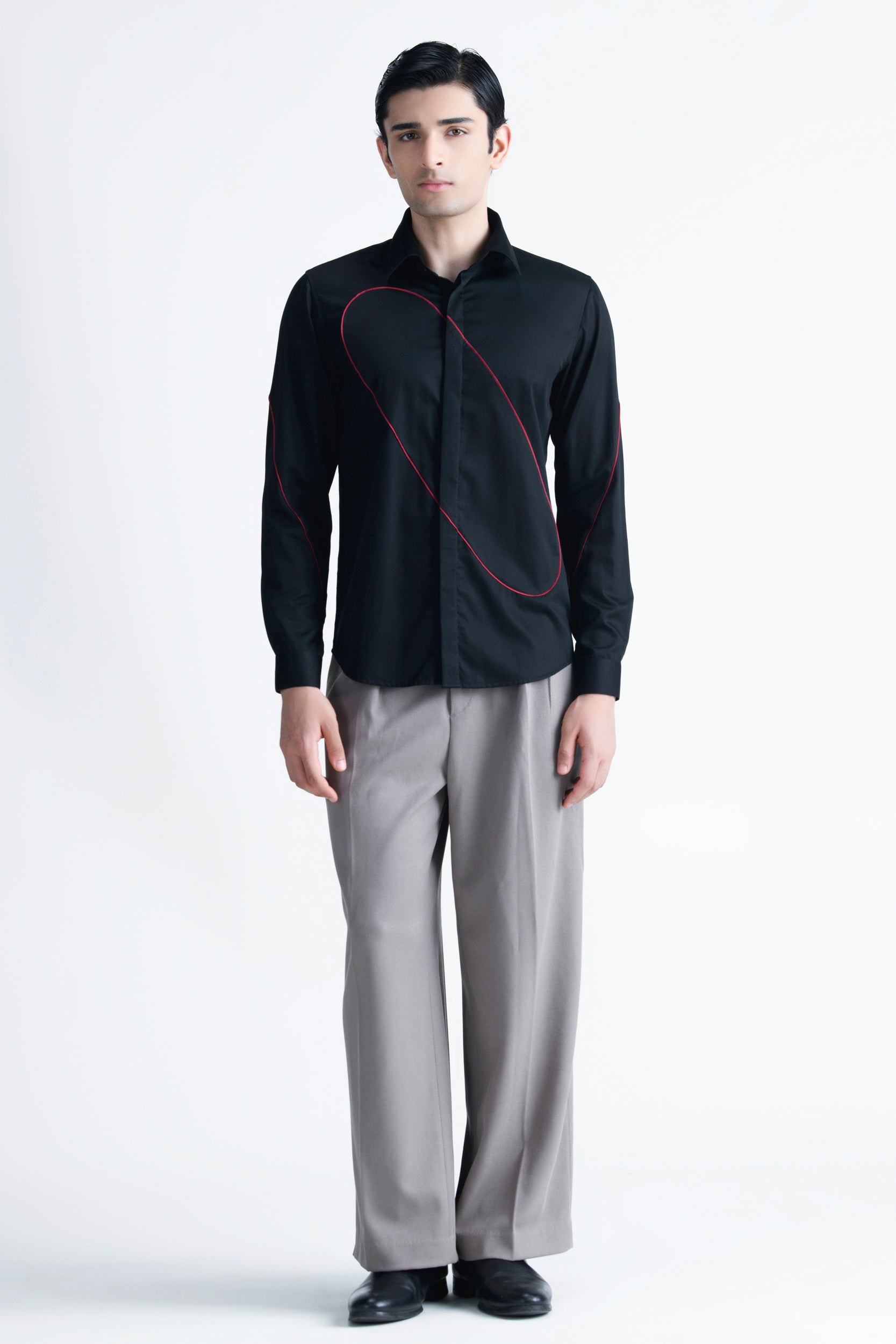 Abkasa Men Black Printed Slim Fit Cotton Shirt