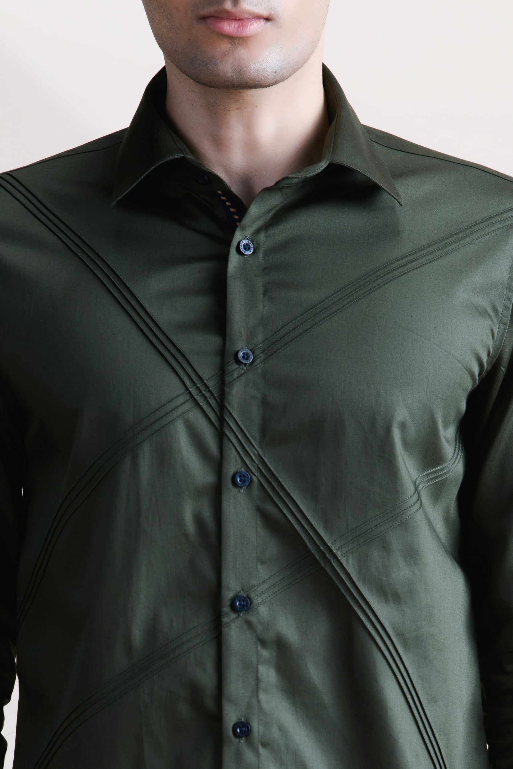 Abkasa Men Green Slim Fit Cotton Shirt