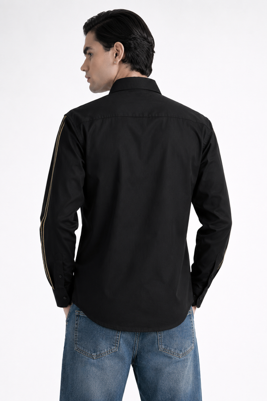 Abkasa Men Black Printed Slim Fit Cotton Shirt