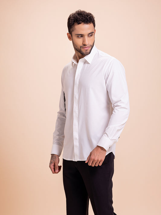 Amit Arora Men Ivory Solid Collar Shirt