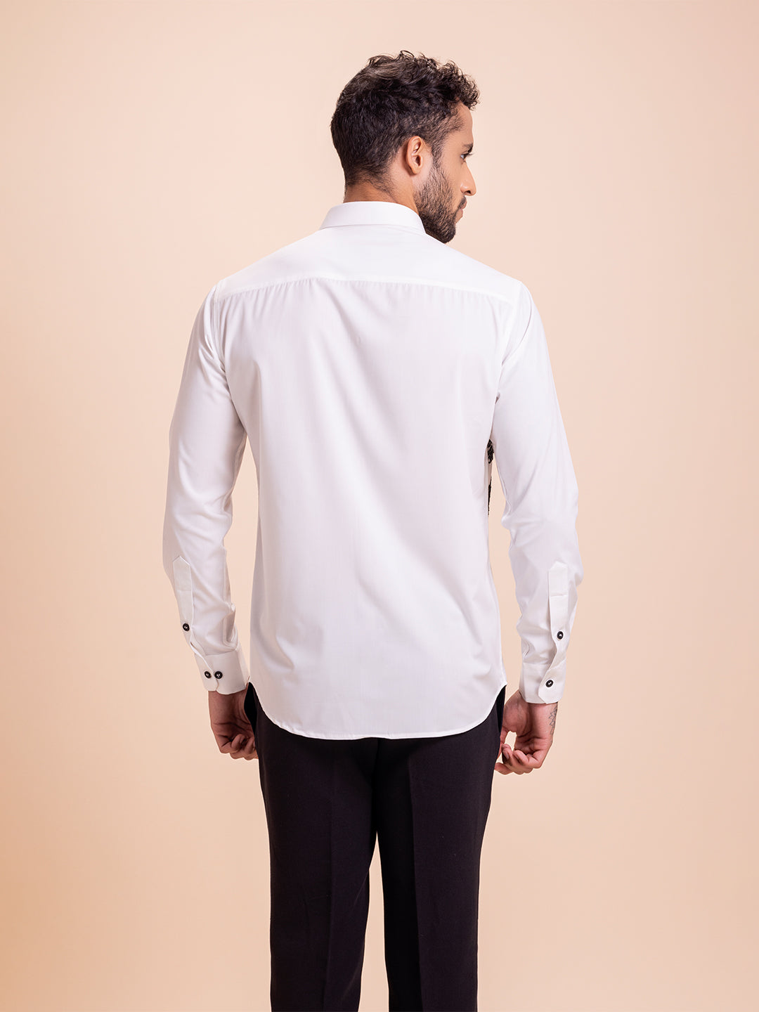 Amit Arora Men Ivory Solid Collar Shirt
