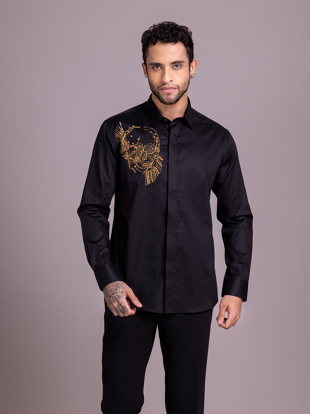 Amit Arora Men Black Solid Collar Shirt