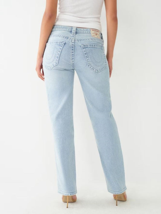 True Religion SN RICKI Straight Fit Blue Mid-Rise Washed Jeans