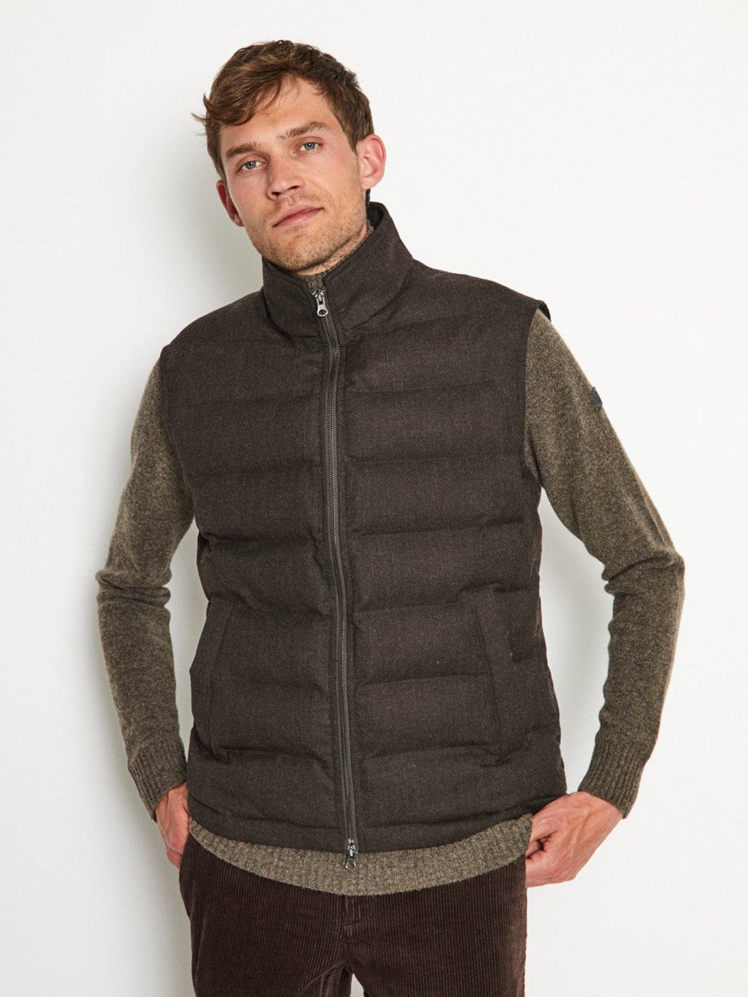 Bruun & Stengade Men Solid Stand Collar Sleeveless Jacket