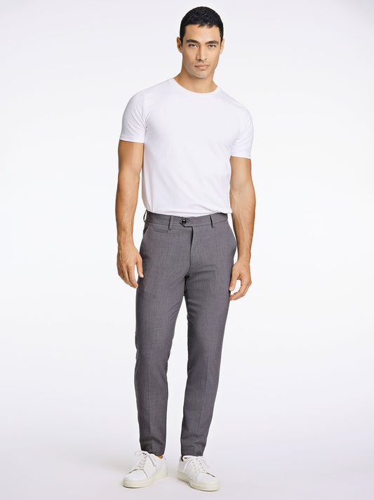 Lindbergh Men Grey Solid Mid-Rise Slim Fit Formal Trouser