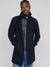Matinique Men Blue Solid Stand Collar Long Sleeves Overcoat