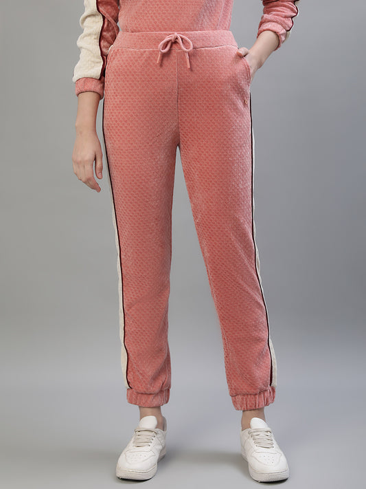 Iconic Women Pink Colorblocked Regular Fit Mid-Rise Track Pants