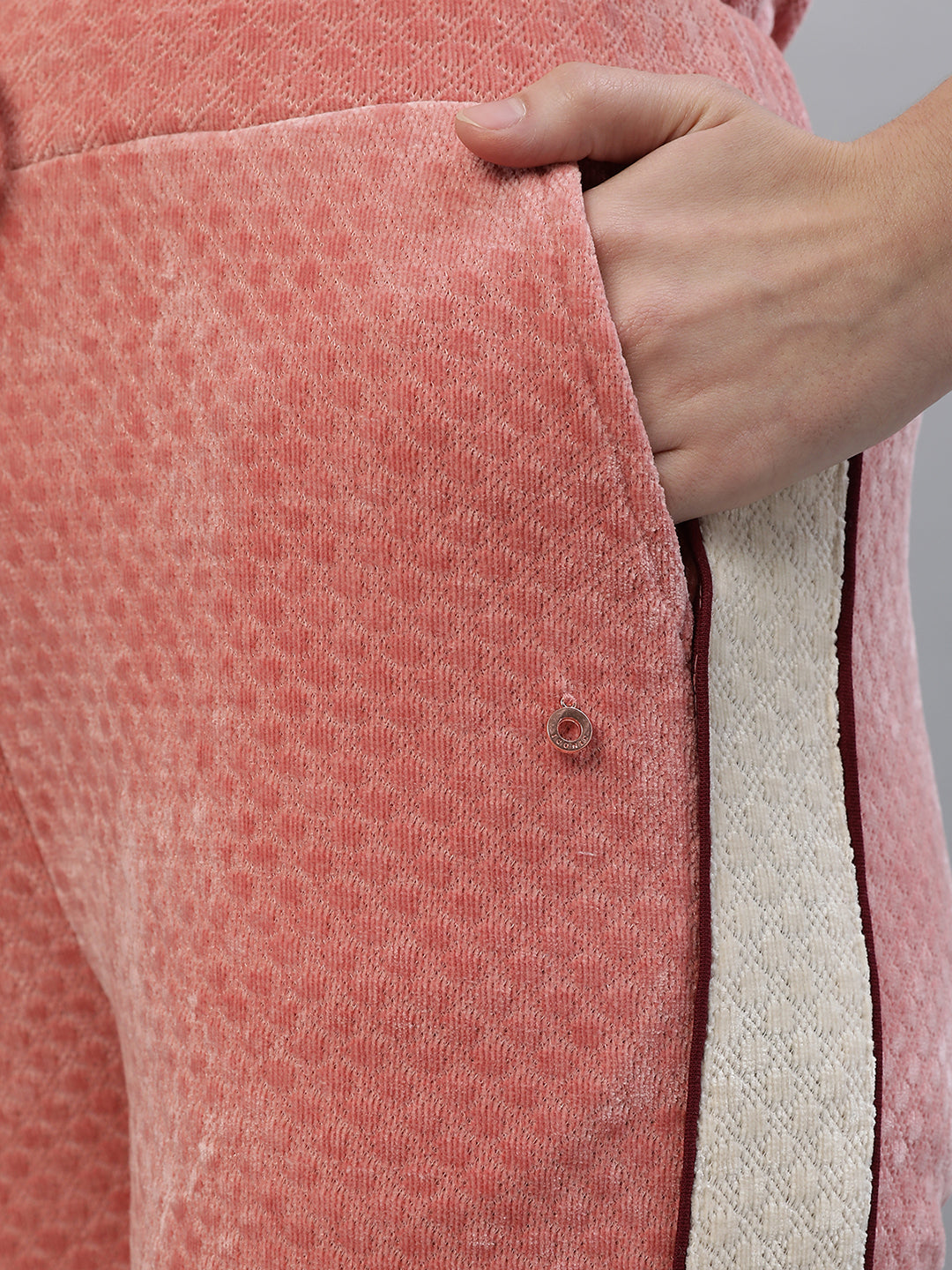 Iconic Women Pink Colorblocked Regular Fit Mid-Rise Track Pants