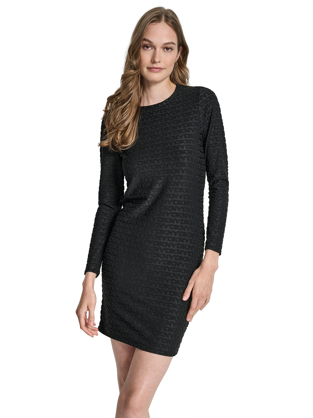 DKNY Women Black Solid Round Neck Dress