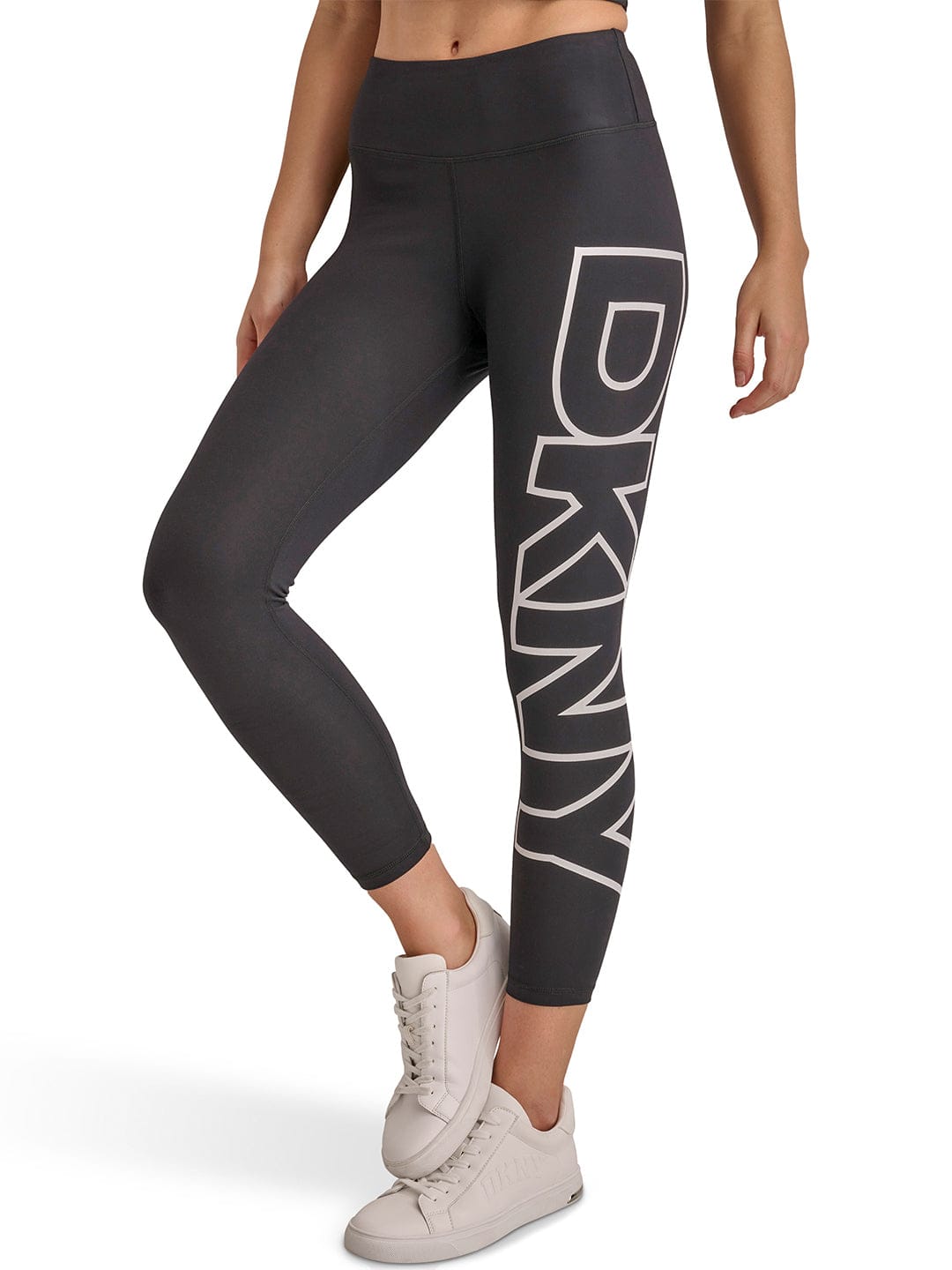 DKNY Women Black Skinny Fit Placement Print Leggings