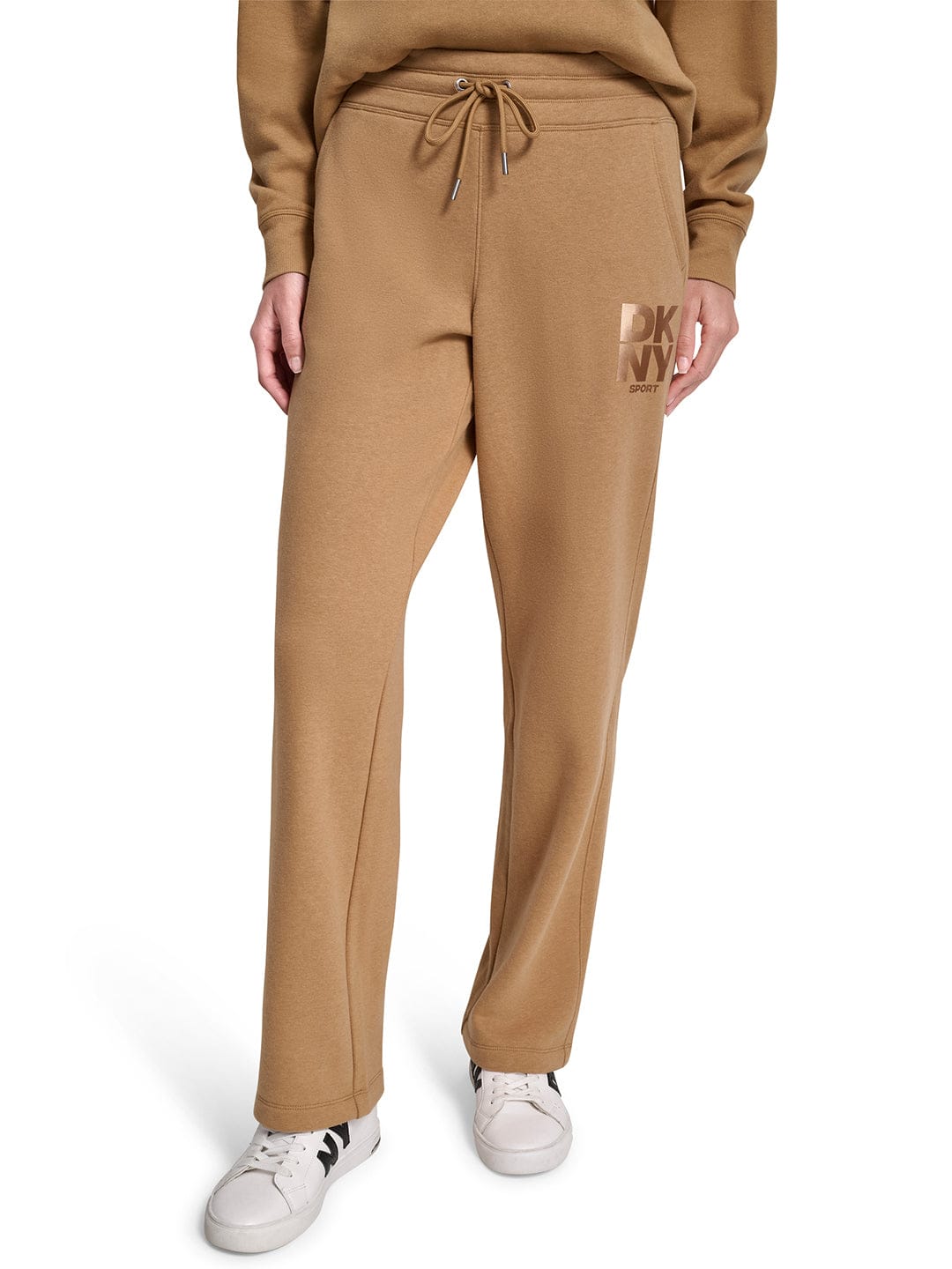 DKNY Women Beige Straight Fit Solid Sweatpant