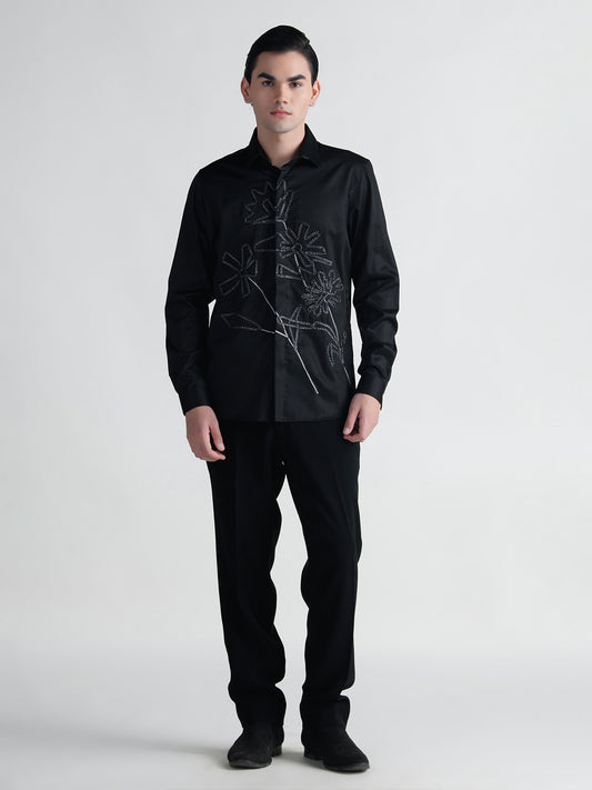 Abkasa Men Black Collar Shirt