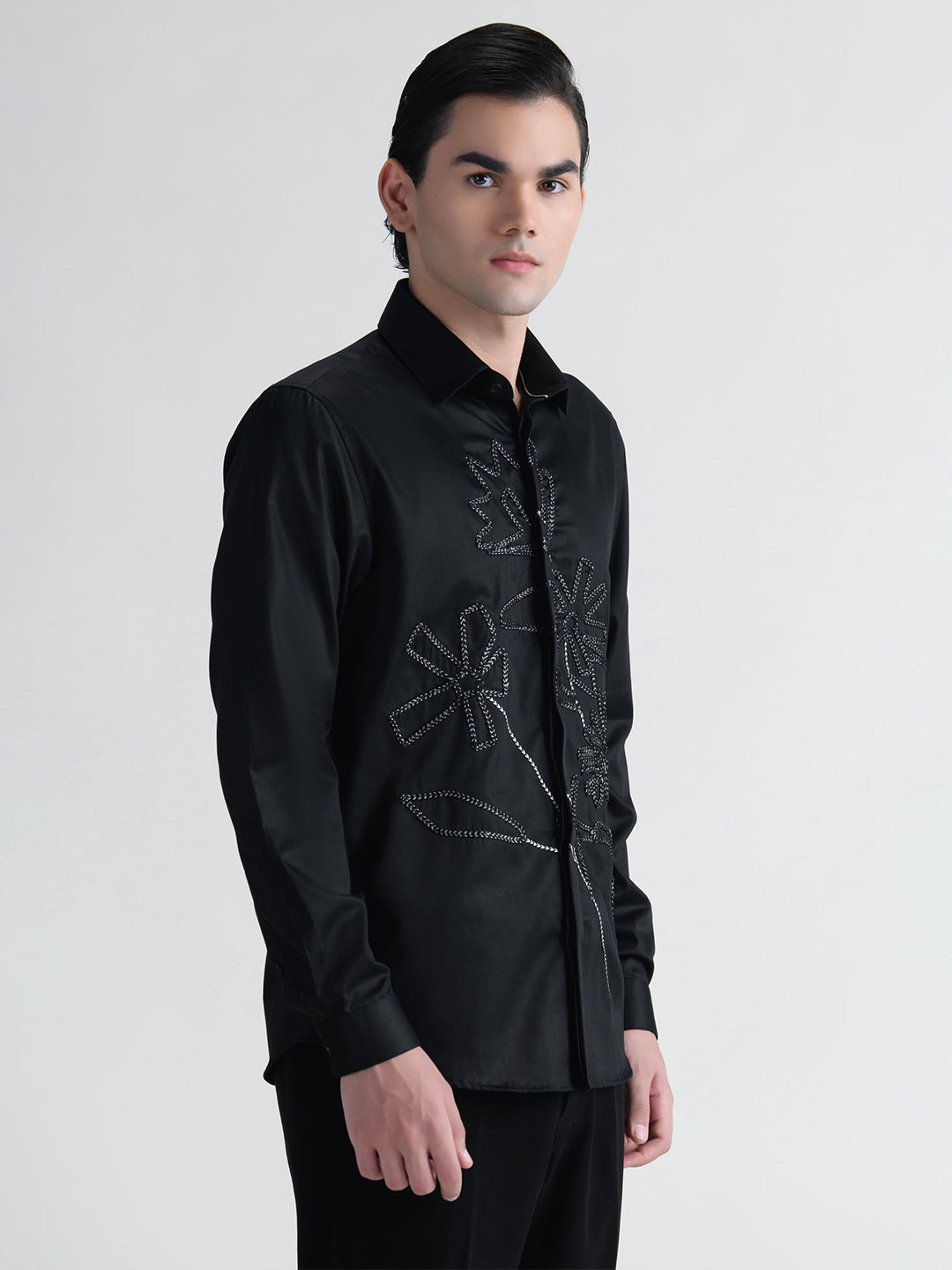 Abkasa Men Black Collar Shirt