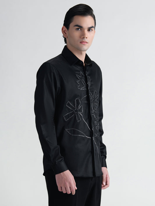 Abkasa Men Black Collar Shirt