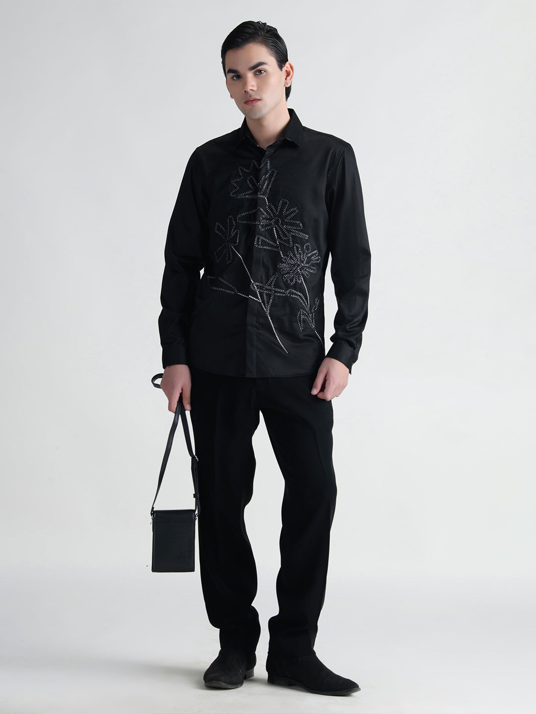 Abkasa Men Black Collar Shirt