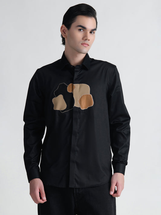Abkasa Men Black Collar Shirt