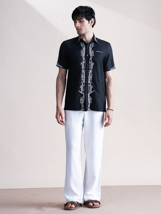 Abkasa Men Black Collar Shirt