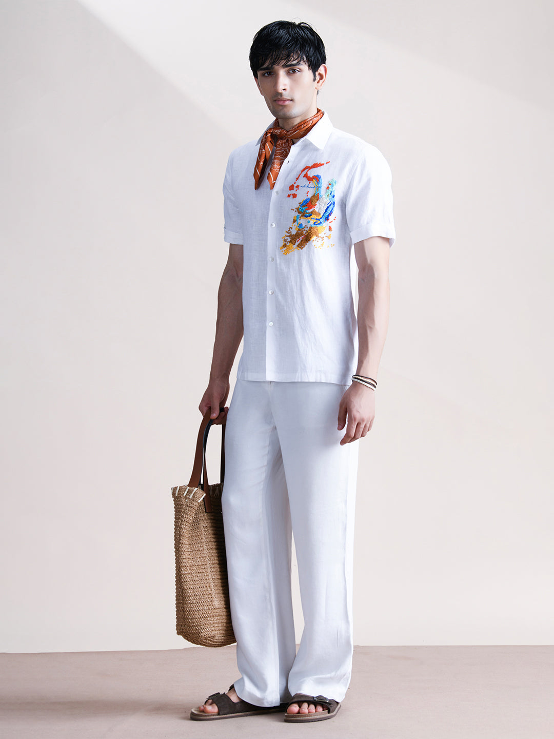 Abkasa Men White Collar Shirt