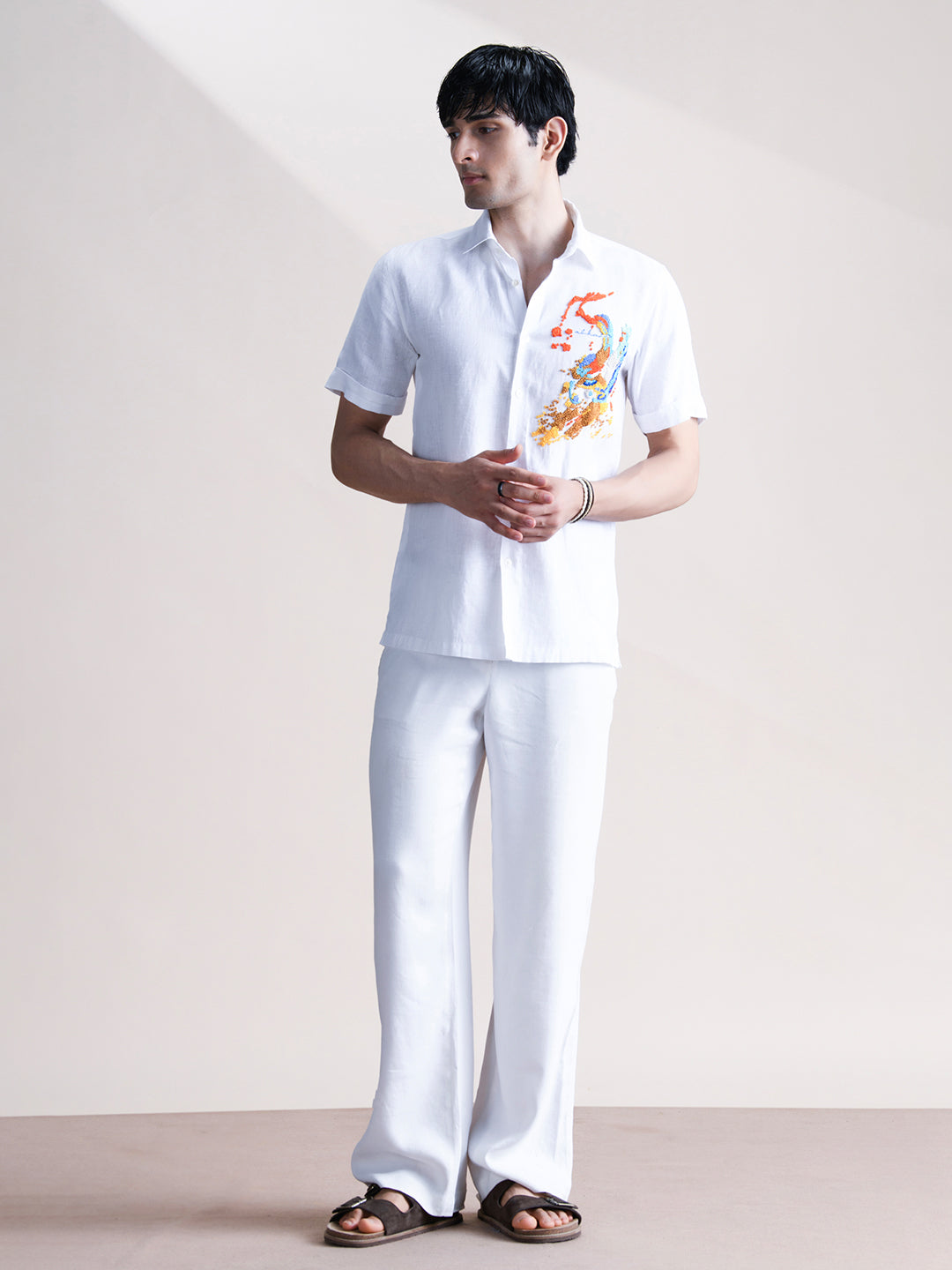 Abkasa Men White Collar Shirt