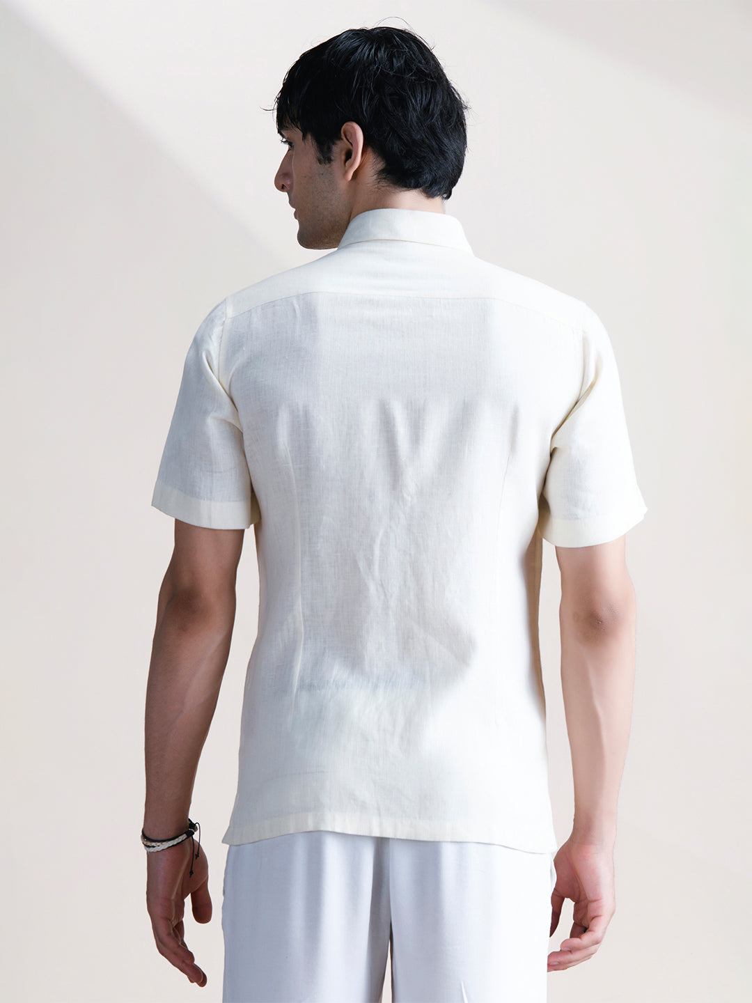 Abkasa Men Beige Collar Shirt