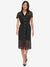 DKNY Women Black Solid Shirt Collar Short Sleeves Dress