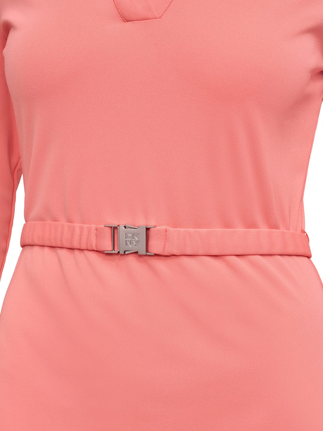 DKNY Women Orange Solid Collar Dress