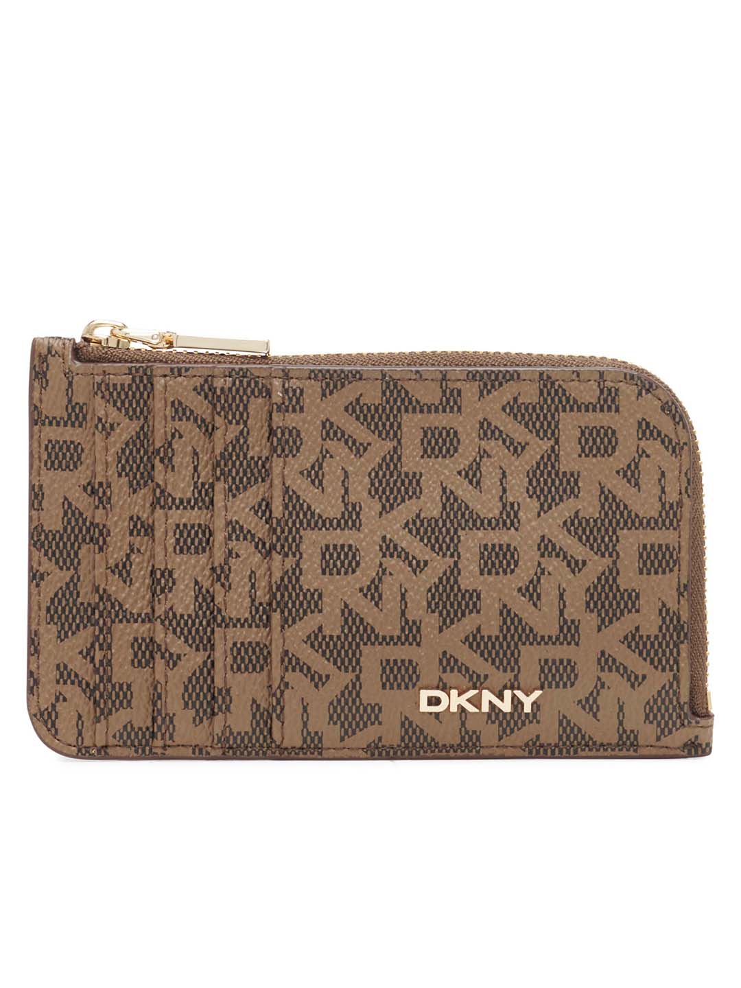 DKNY Women Brown Printed Card Case