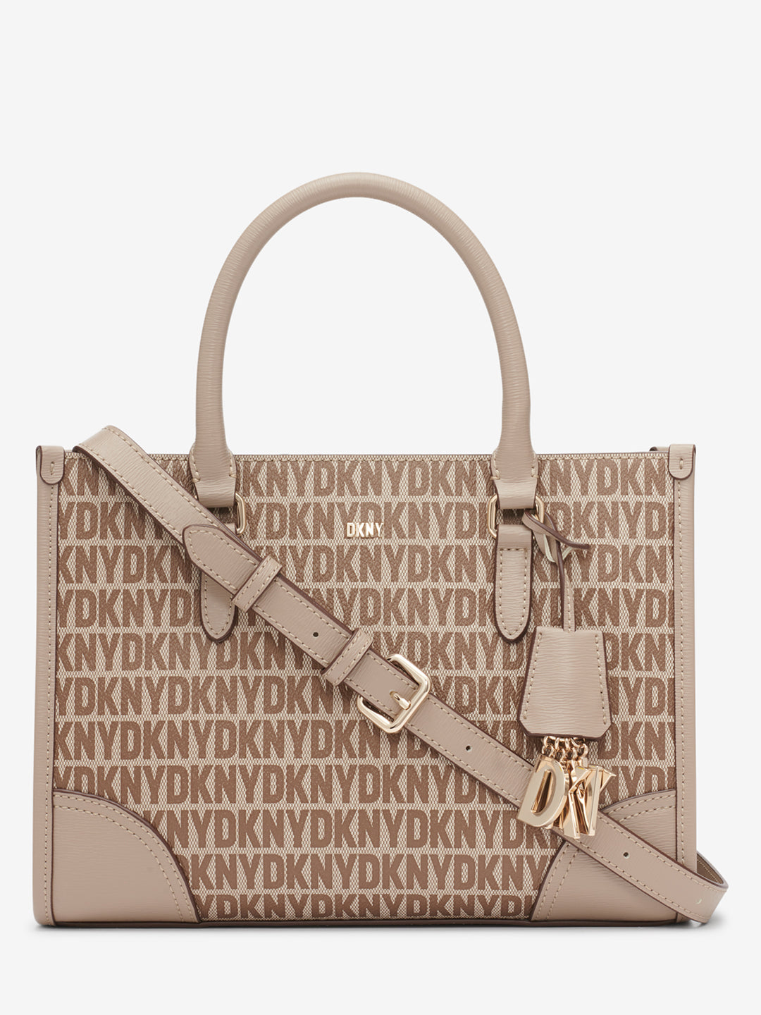 DKNY Women Beige Printed Handbag