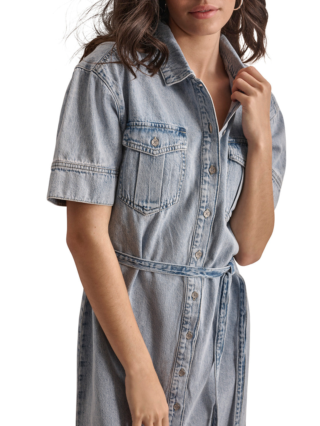 DKNY Women Blue Washed Collar Dress