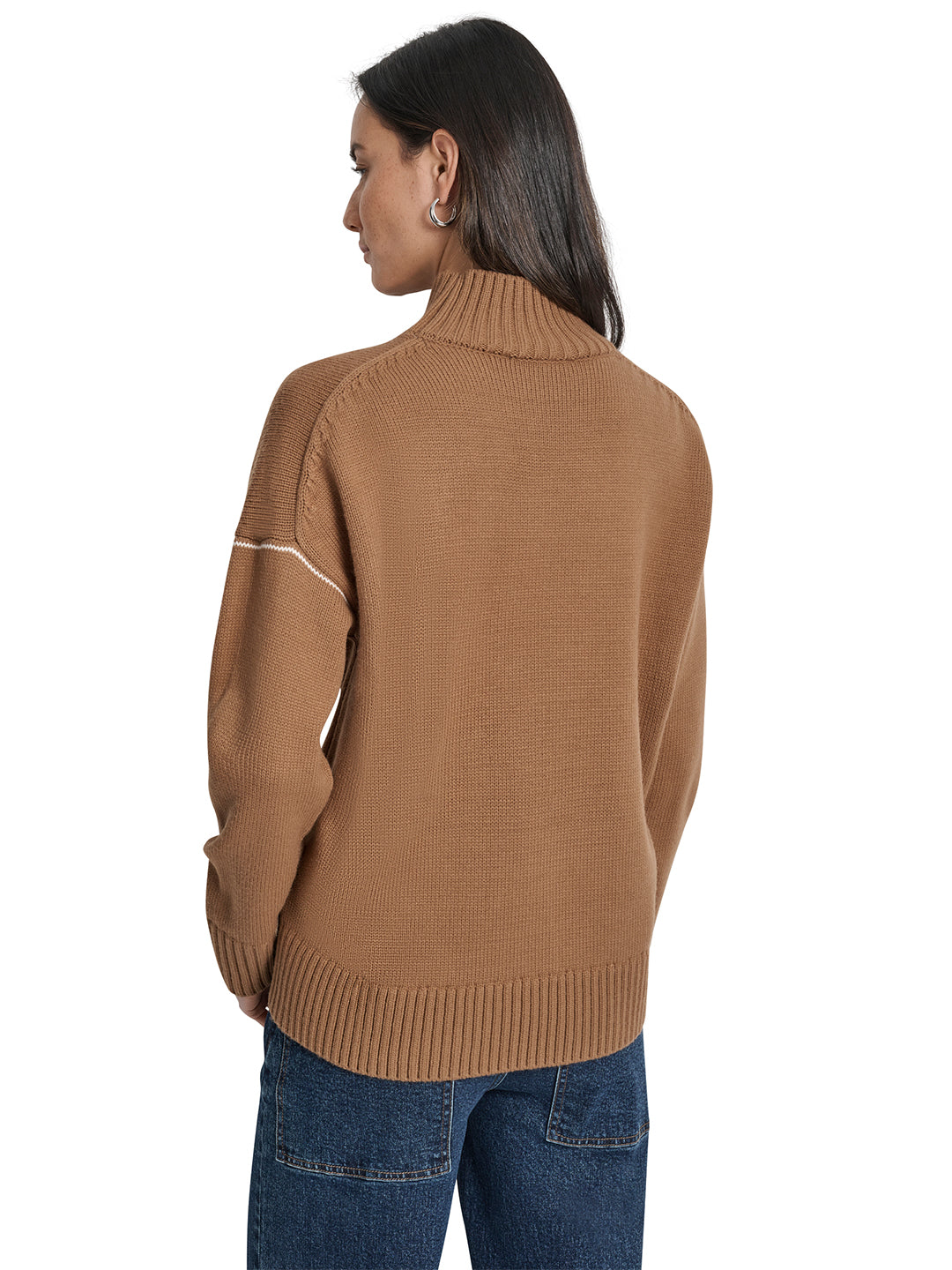 DKNY Women Brown Solid Turtle Neck Sweater