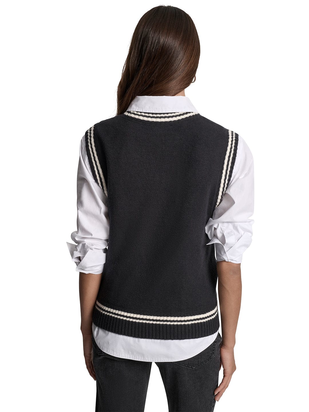 DKNY Women Black Solid Round Neck Sweater