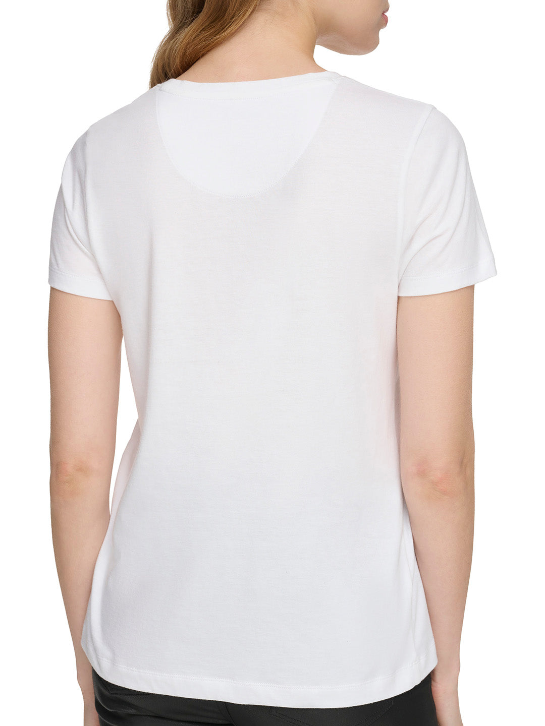 DKNY Women White Printed Round Neck Short Sleeves T-Shirt